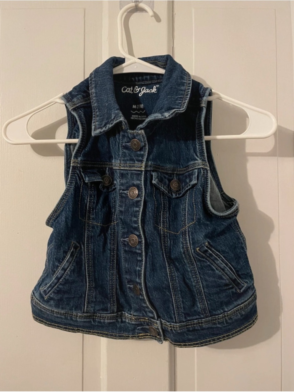 Cat & Jack Dark Blue Denim Sleeveless Vest Jacket Size M(7/8)